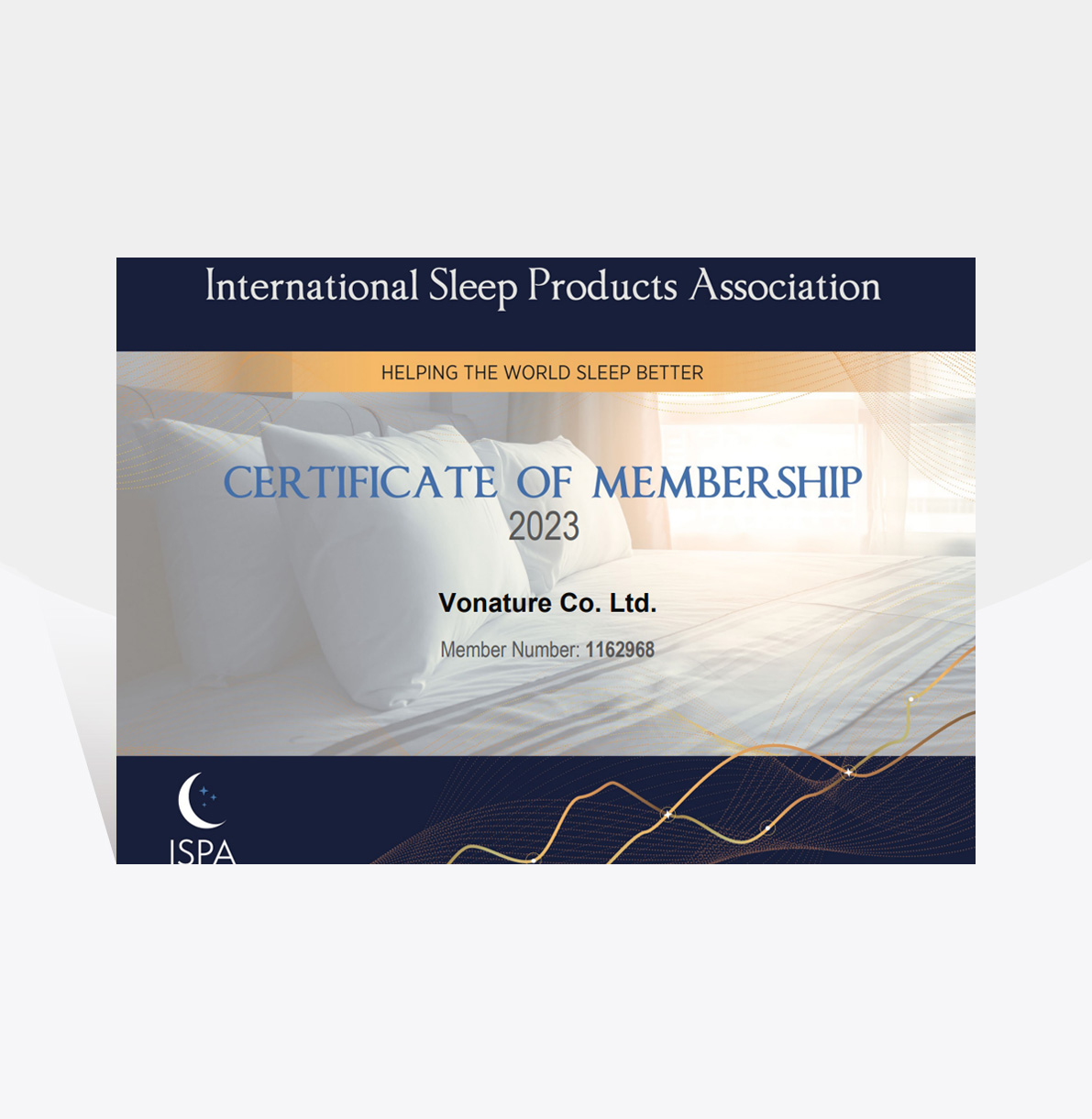 ISPA(国际睡眠产品协会)协会证书 ISPA(国际睡眠产品协会)协会证书